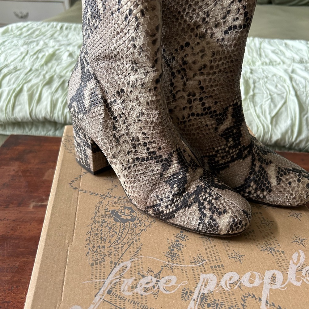 Free People Snake Print Ankle Boots